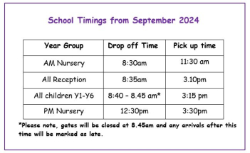 Timings Sep 24